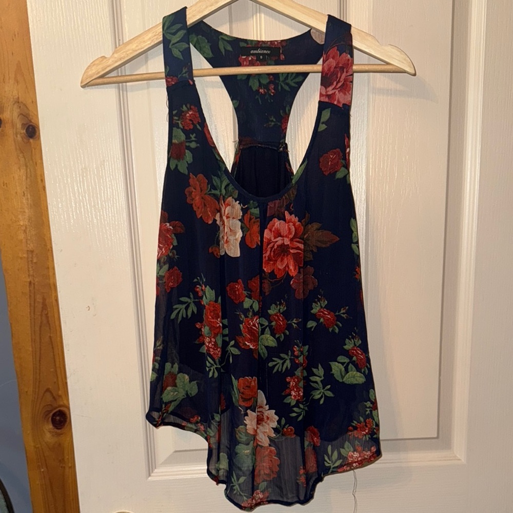 Ambiance Red Asymmetrical Backless Tank Top